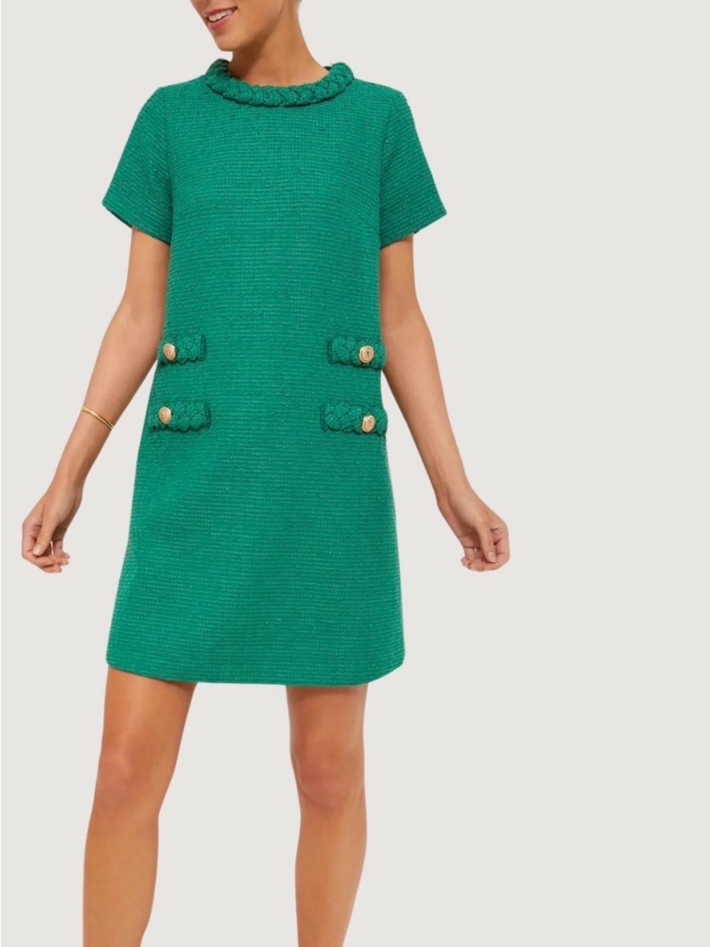 Tuckernuck Tweed Jackie Shift Dress- emerald - Picture 2 of 2